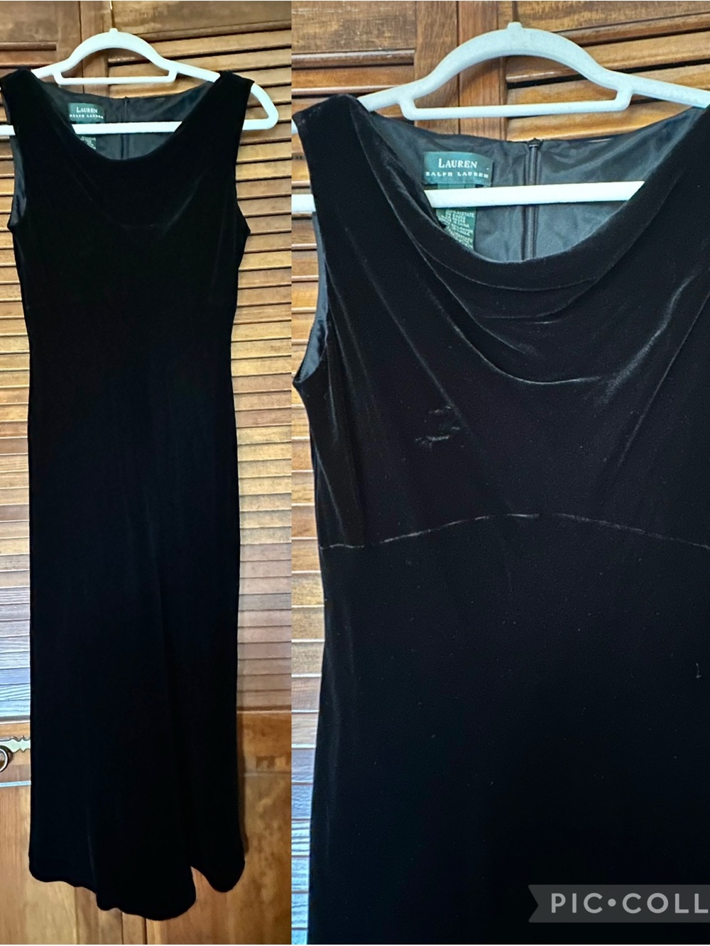 Lauren Ralph Lauren Black Velvet Cowl Neck Sleeveless Cocktail Dress size 6